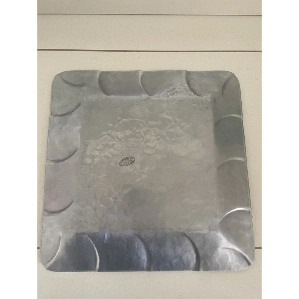 Vintage EVERLAST FORGED ALUMINUM Square Serving Tray Fruit & Floral Design 11.5